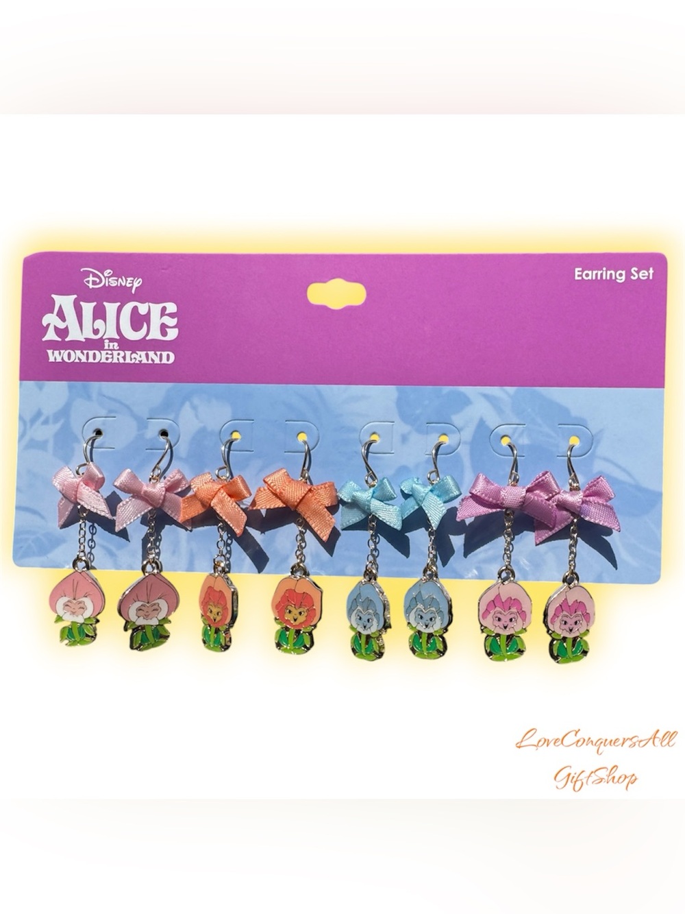 Disney Alice in Wonderland Singing Flowers Hook Earring Set
